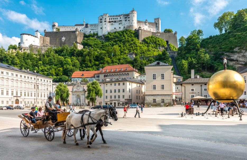 The "Kapitelplatz" in front of the famous "Hohensalzburg Fortress"