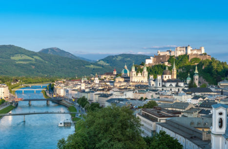 A view of Salzburg's city center from above